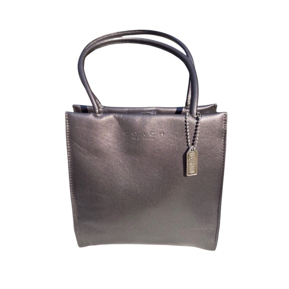 Coach Handbags - Coach Vintage 1998 HTF Pearlized Grey Nappa Leather Mini Tote Made in Italy 6108